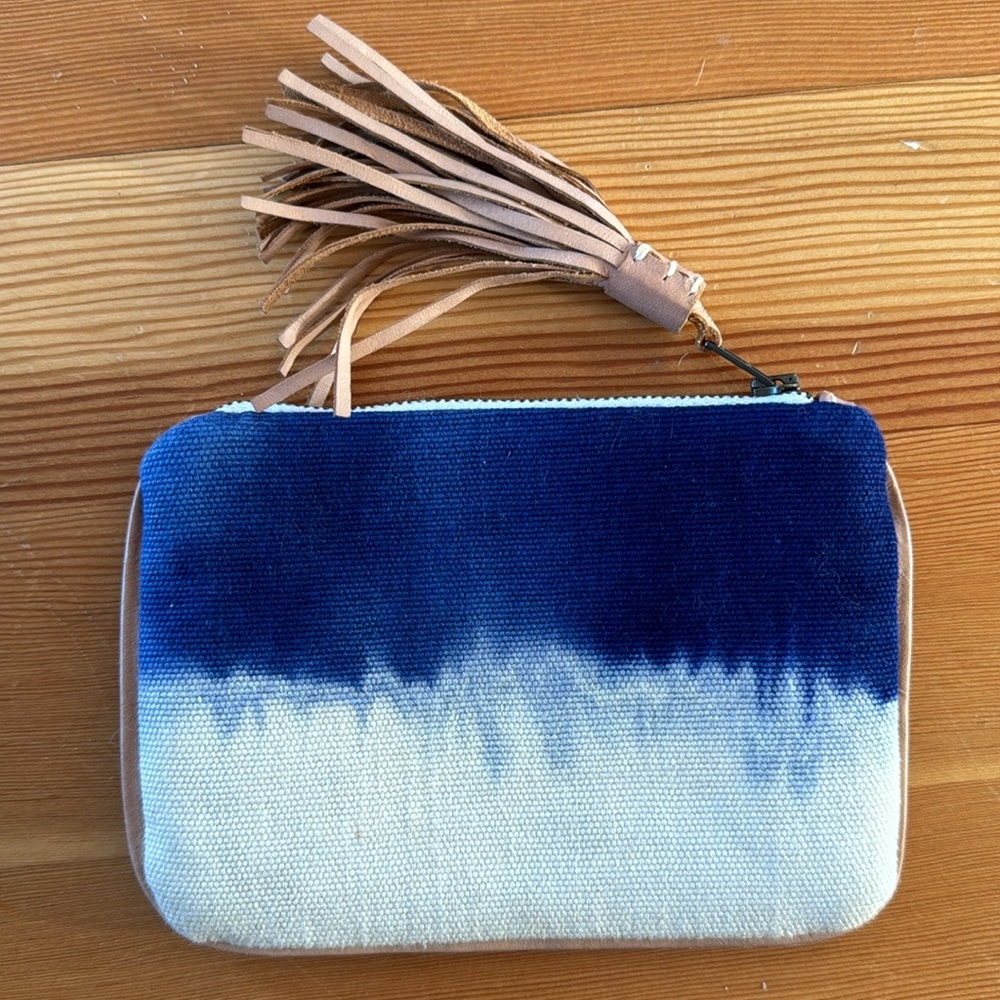 Never used sold out Pamela Love x Mercado Global blue tie-dye small zip pouch
